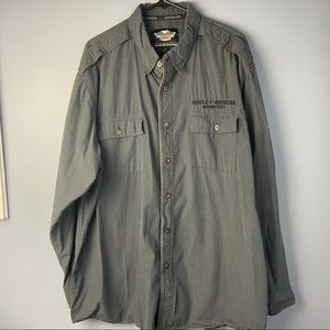 Harley Davidson Embroidered Button Up Shirt